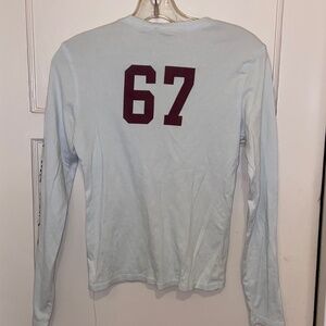 VINTAGE POLO JEANS CO. BABY BLUE LONG SLEEVE TEE BABY TEE COTTON S #67 ( 6 7 )